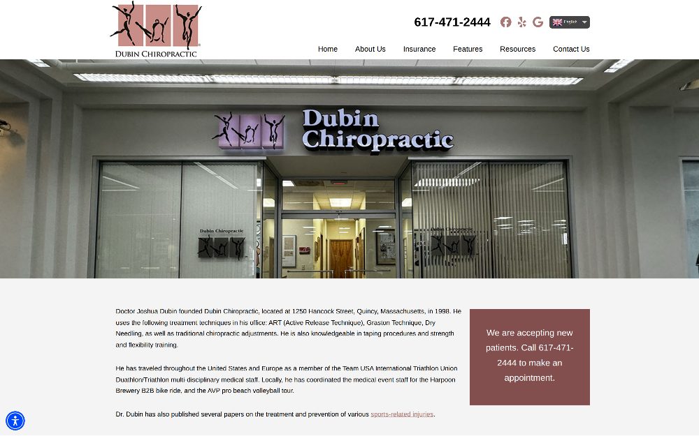 Dubin Chiropractic website
